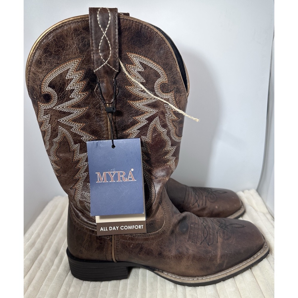 Myra Salvage Oesle Leather Comfort Boots Square Toe Women's US Size 7 NWT